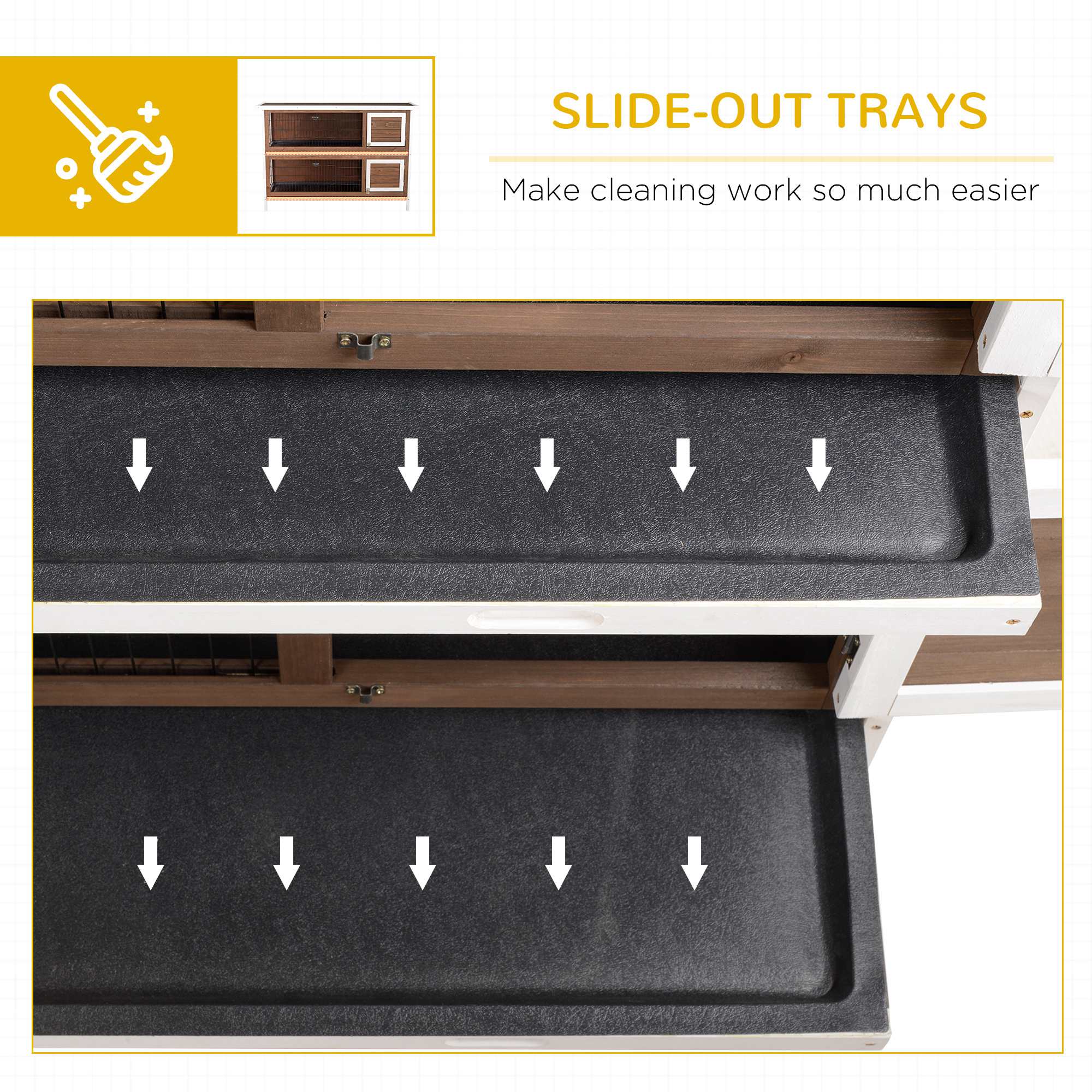Casa para Conejos de Madera con Techos de Asfalto y Divisores para Animales Pequeños — imagen 2