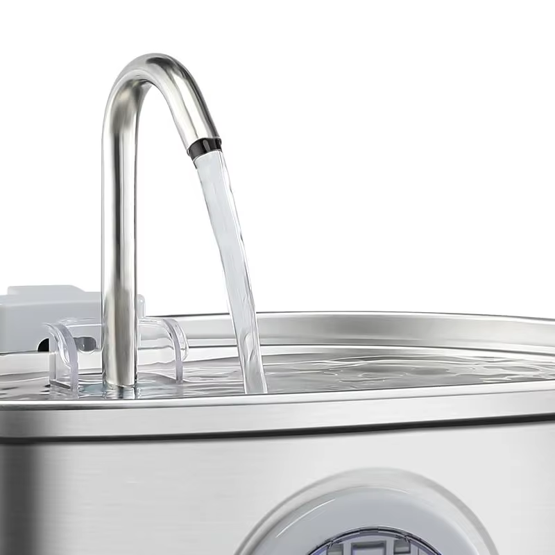 Fuente de Agua para Mascotas 3.2L Capacidad Grande 304 Acero Inoxidable 3. Nivel de Agua LED, Triple Filtración, Bomba Silenciosa, para Gatos y Perros — imagen 5
