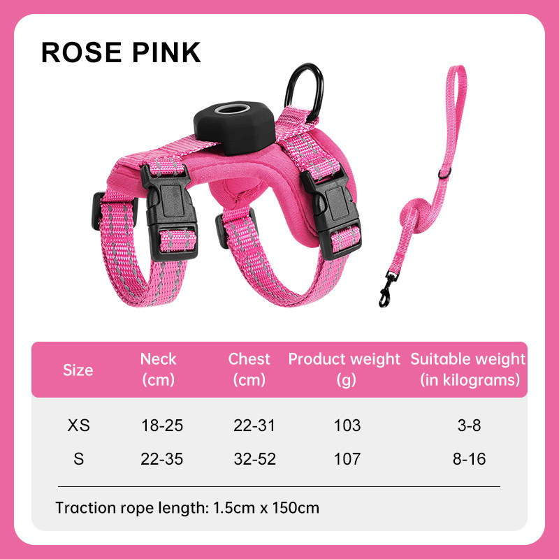 Reflective Escape-Proof Cat Harness – Adjustable Vest with Built-in AirTag Holder for Outdoor Walking — image 3