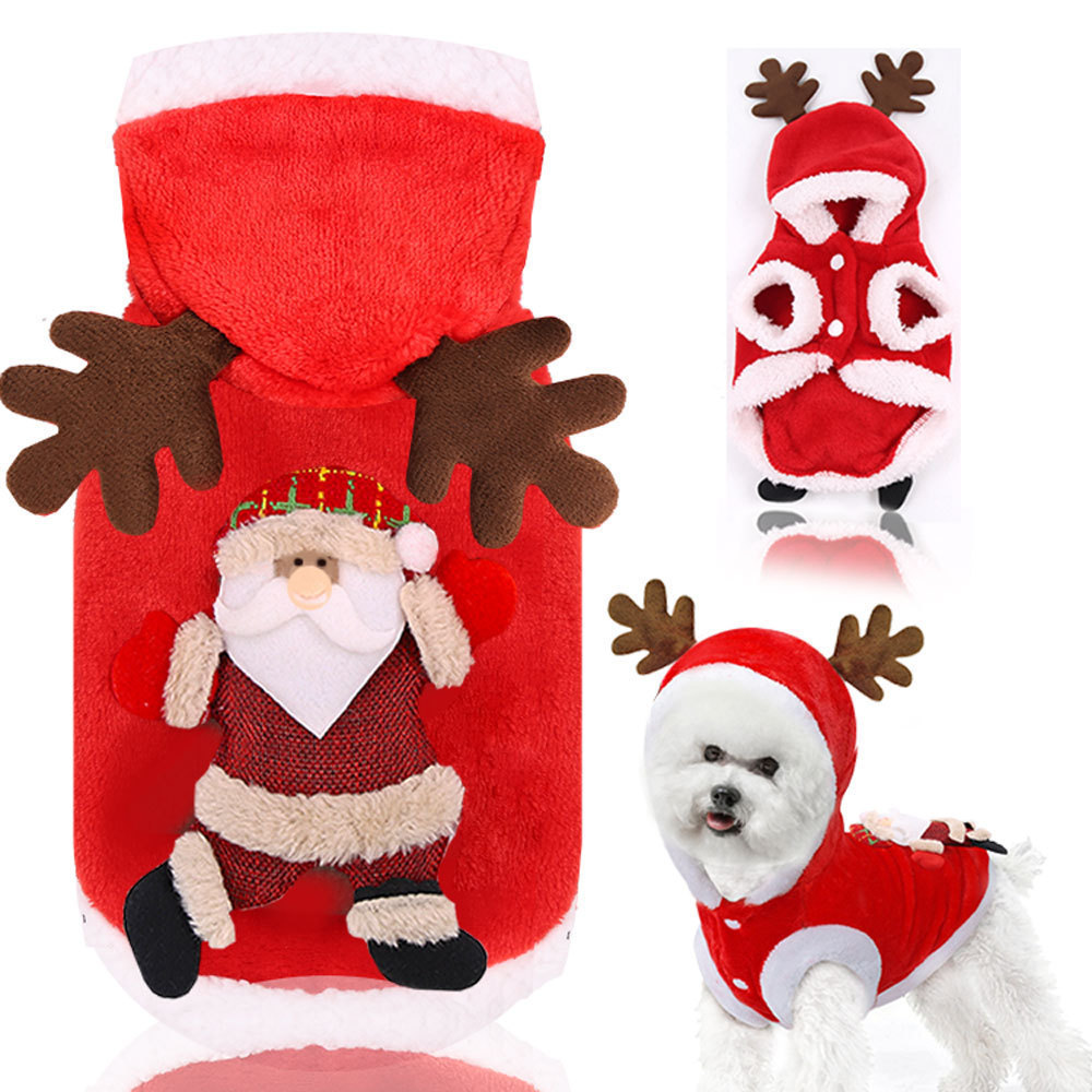 Pet Christmas clothing flannel autumn and winter warm pet dog cat clothing reindeer clothing Christmas — image 3