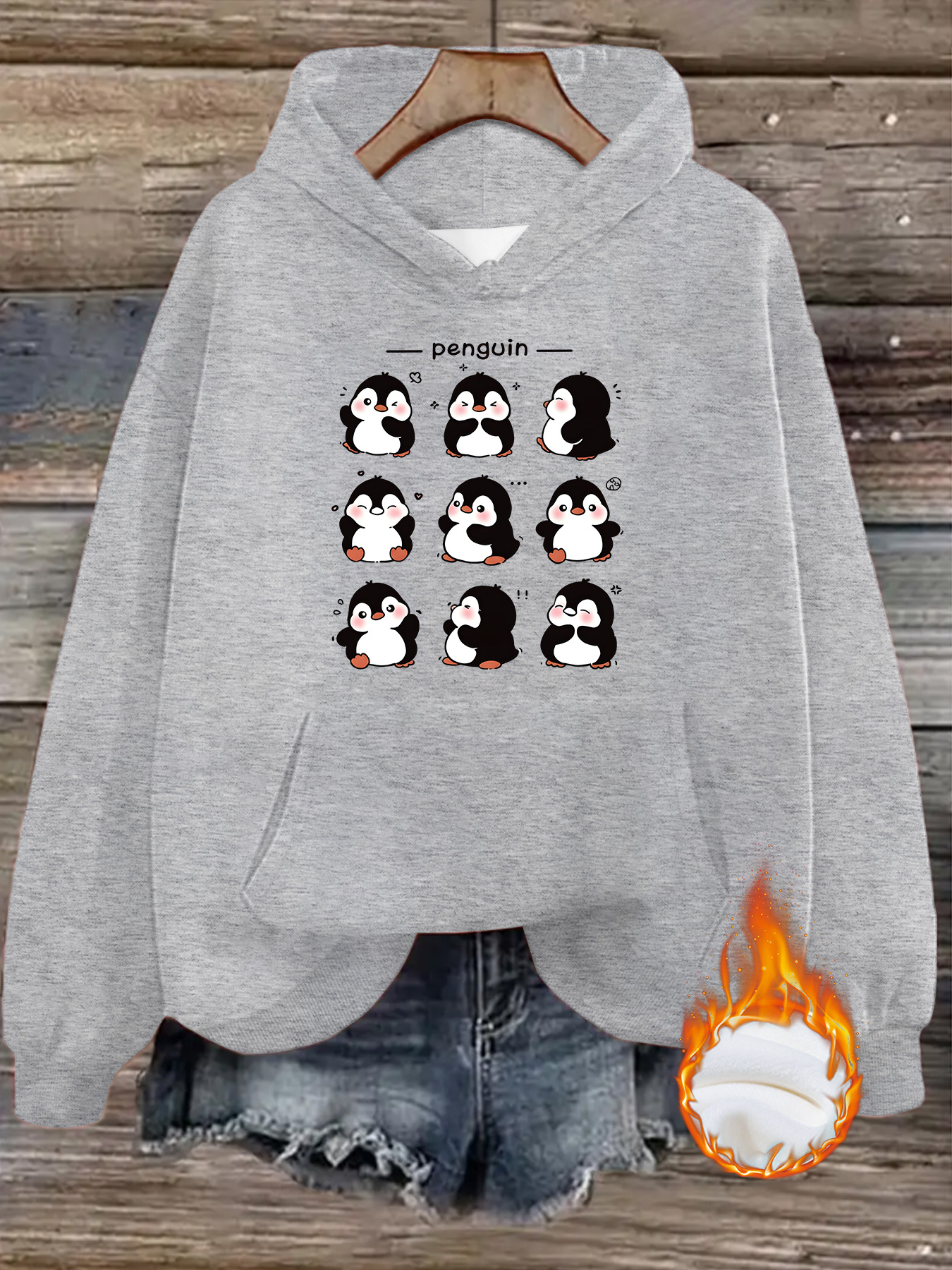 Penguin print hooded sweatshirt — image 10