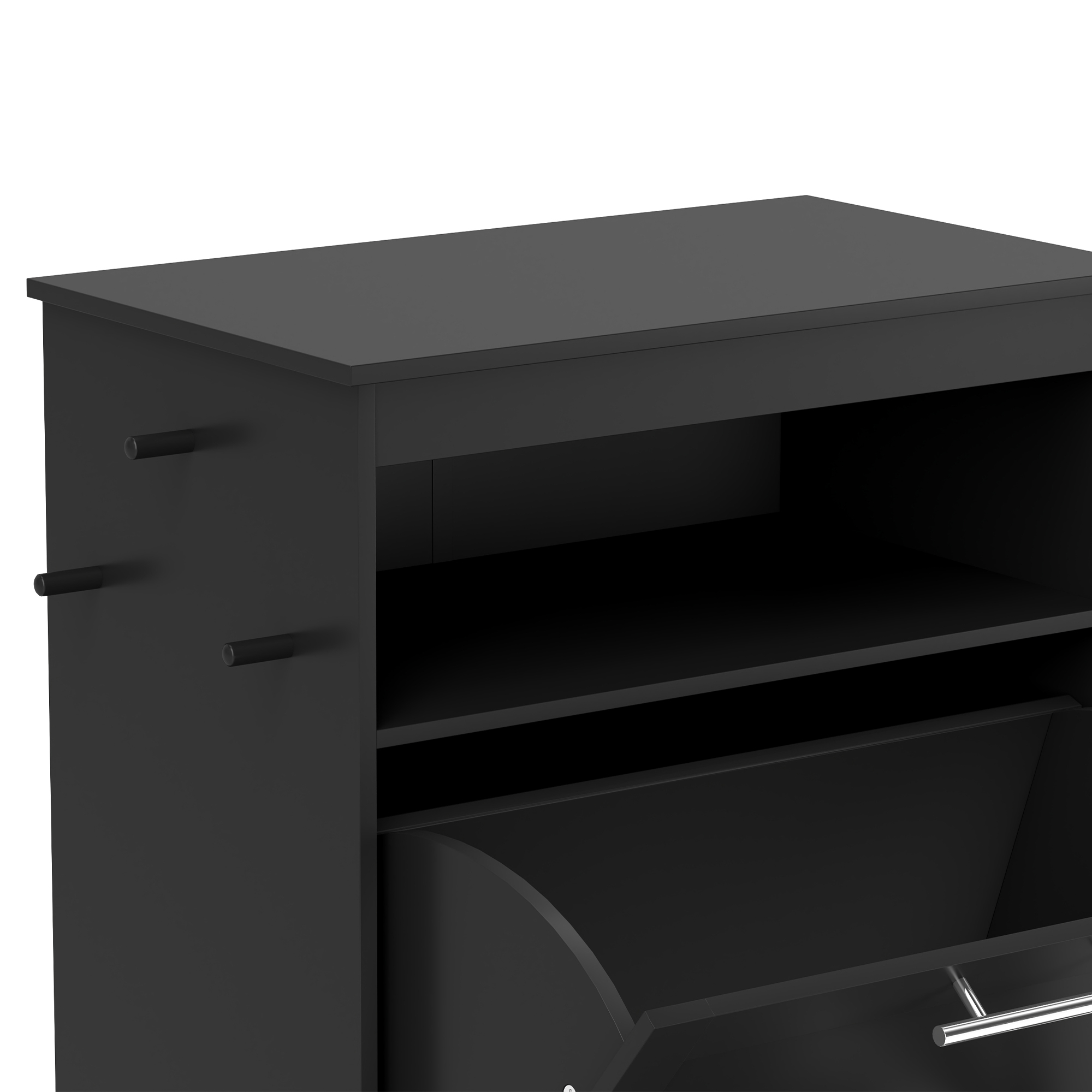 Pet Feeder Station Storage Cabinet, Dog Food Storage Container with Dog Raised Bowls, Watering Supplies, Black — image 6