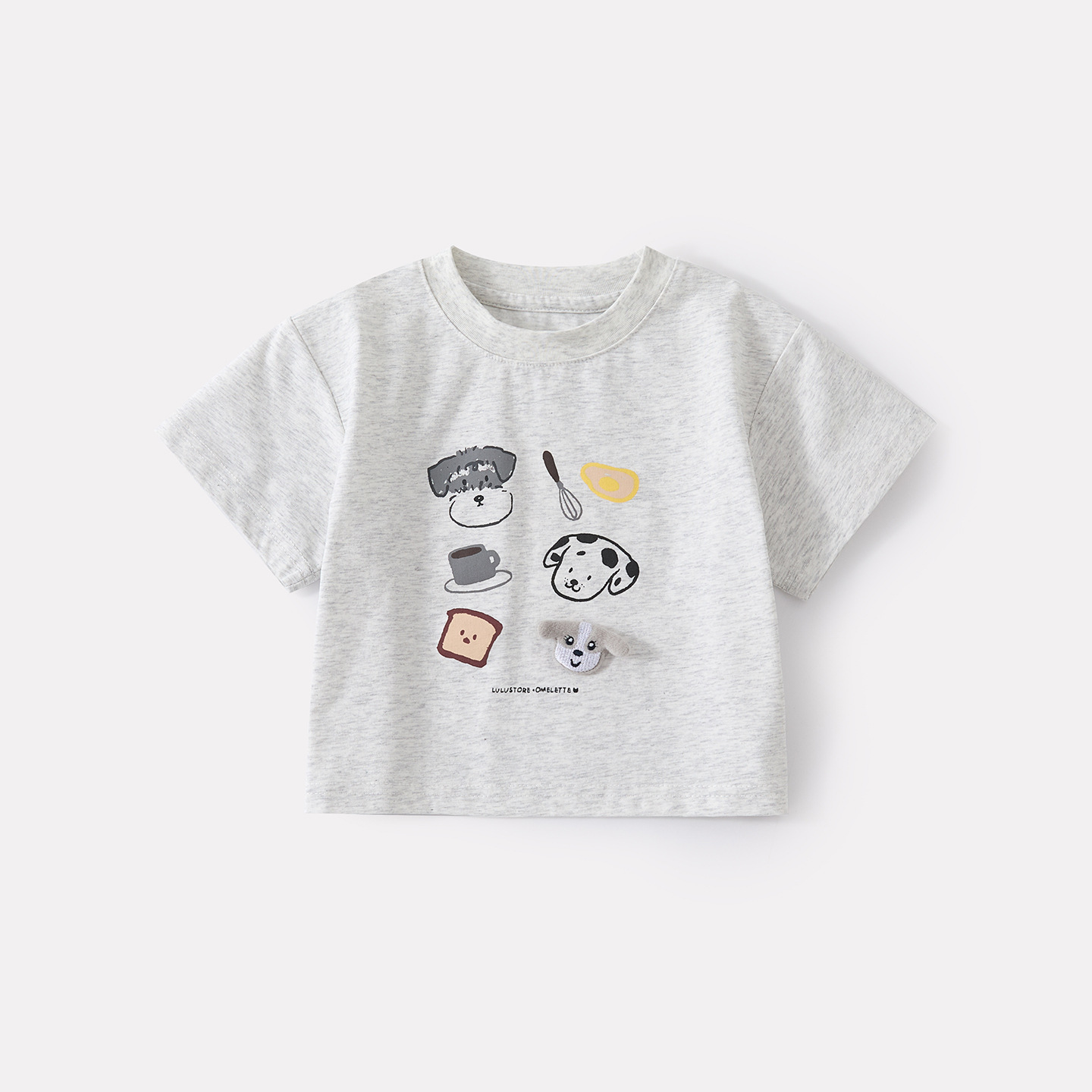 Cartoon Dog Print Short Sleeve Top Lightweight Checkered Cuffed Pants 2-Piece Set for Baby Boys — image 7