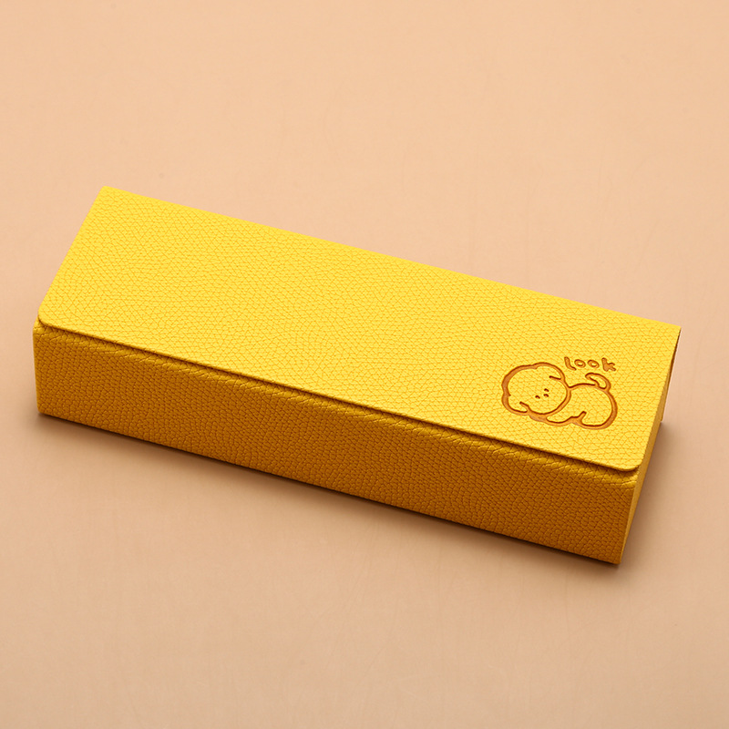 Handmade Square Eyeglasses Case with Embossed Palm Print Cute Puppy Cartoon Design Hard Shell Glasses Box — image 3