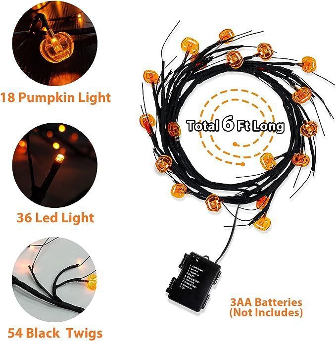 Outdoor Waterproof LED Halloween Decorative Light Rattan Spider Bat Tree Branch Light Party Atmosphere Ghost Festival Chopsticks — image 6