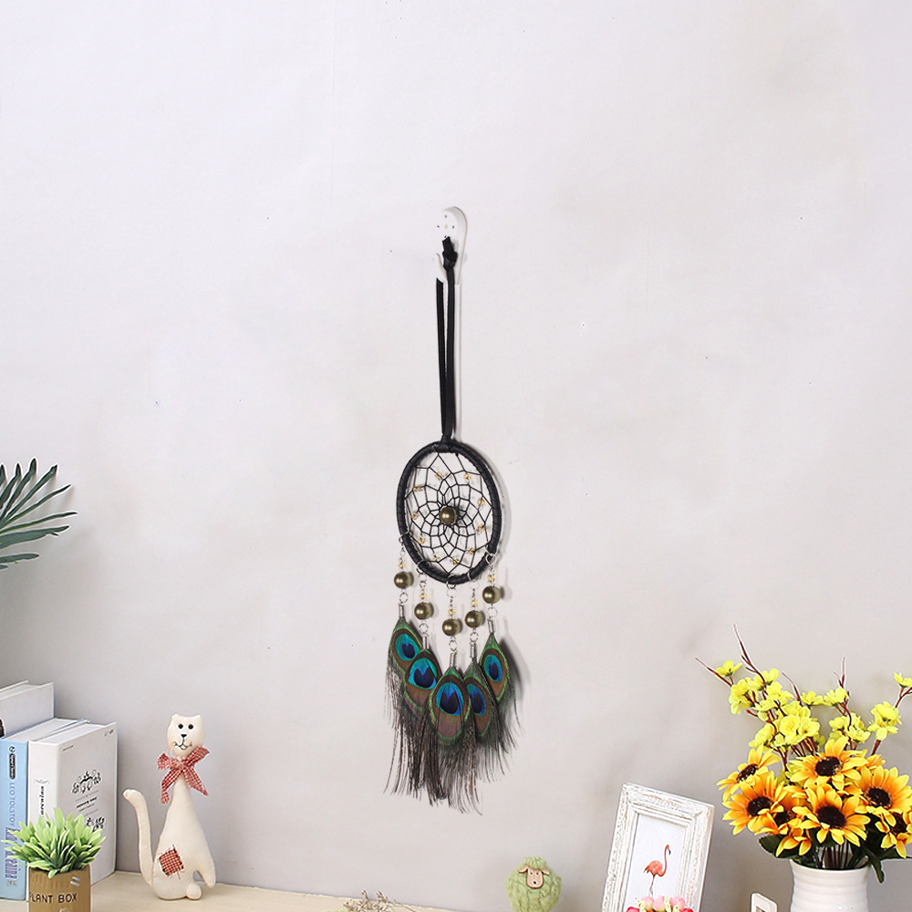 Peacock Feather Dream Catcher Charm Indian Creative Bird Spirit Retro Home Ornament Decoration — image 3