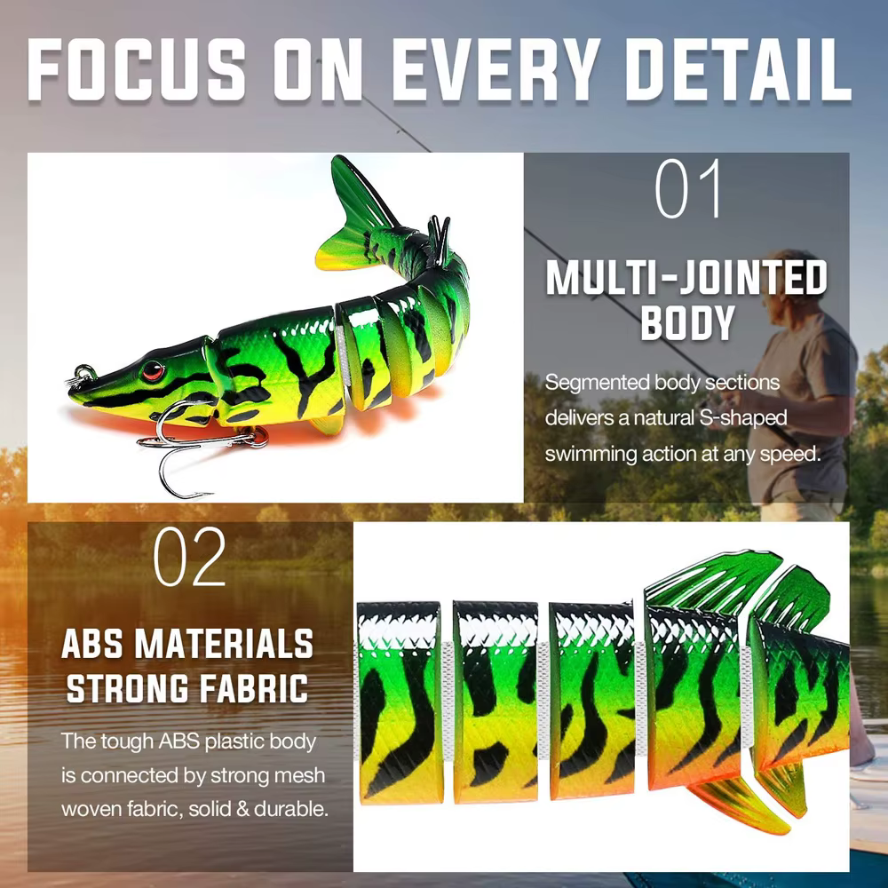 ANFS Fishing Lures for Bass Trout Multi Jointed Swimbaits Slow Sinking Bionic Swimming Lures Bass Freshwater Saltwater Bass — image 5