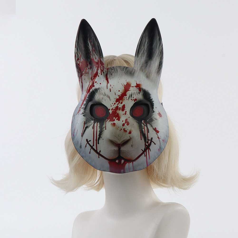 Halloween Mask Bloody Horror Rabbit Face Cover Rabbit Ears Mask Cosplay Costume Party Prop — image 2
