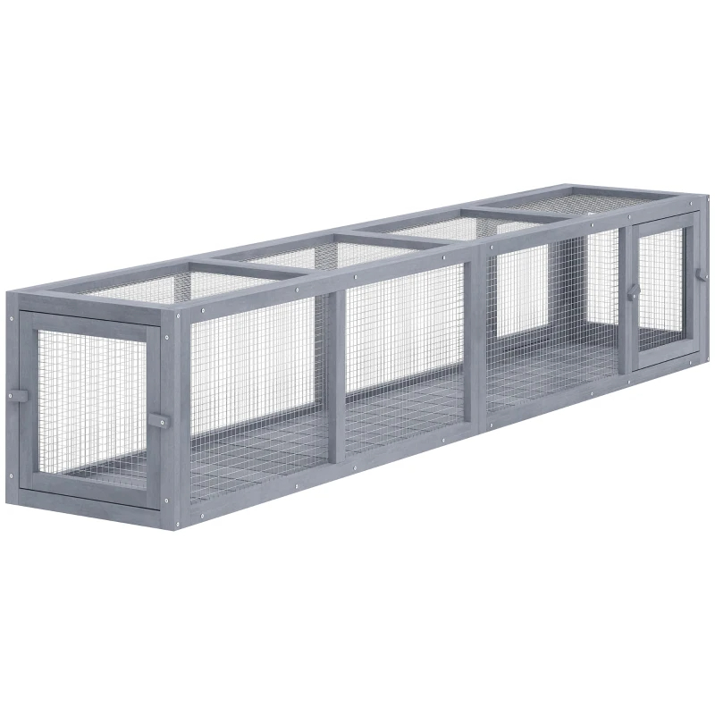 PawHut Wooden Cat Run With Weather Protection, Connecting Inside And Outside, Dark Gray — imagen 9