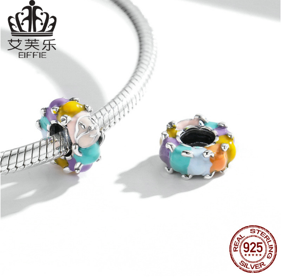 S925 Sterling Silver Cute Caterpillar DIY Beaded Accessories Color Drop Oil Bug Separator Bracelet Jewelry — image 2