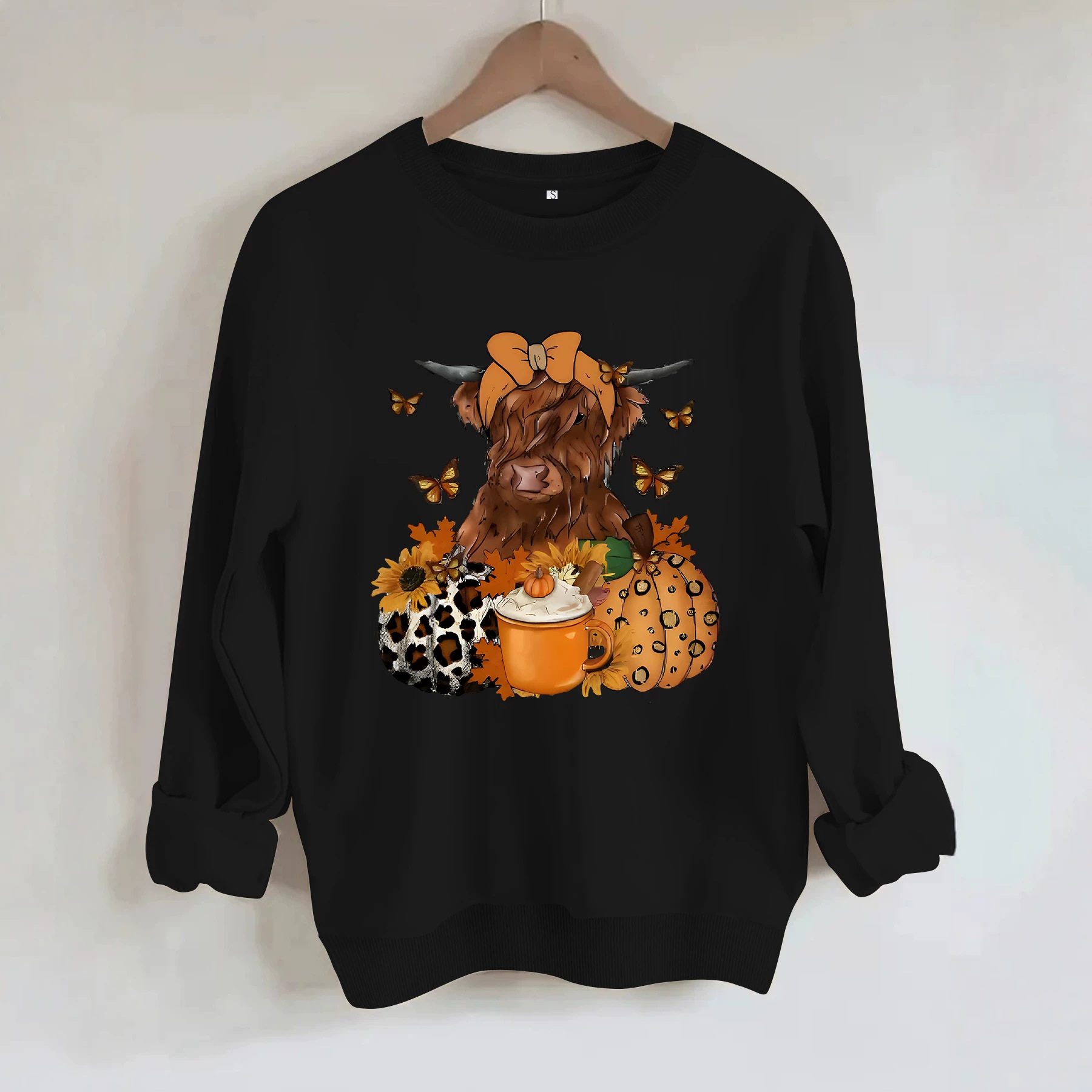 Highland cattle print round neck sportswear — imagen 4