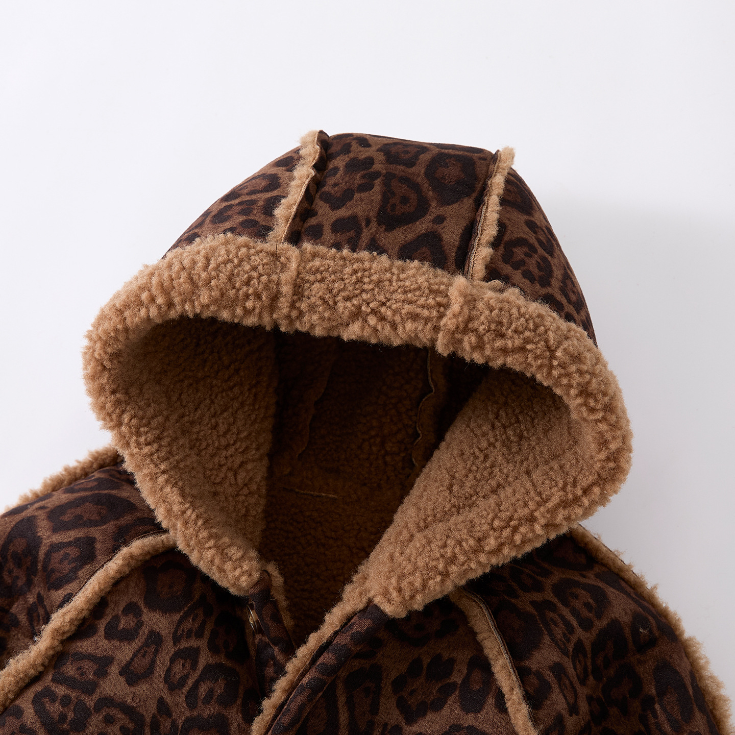 Baby Leopard Print Fleece Overall Jacket with Hood, Warm and Thickened — image 6