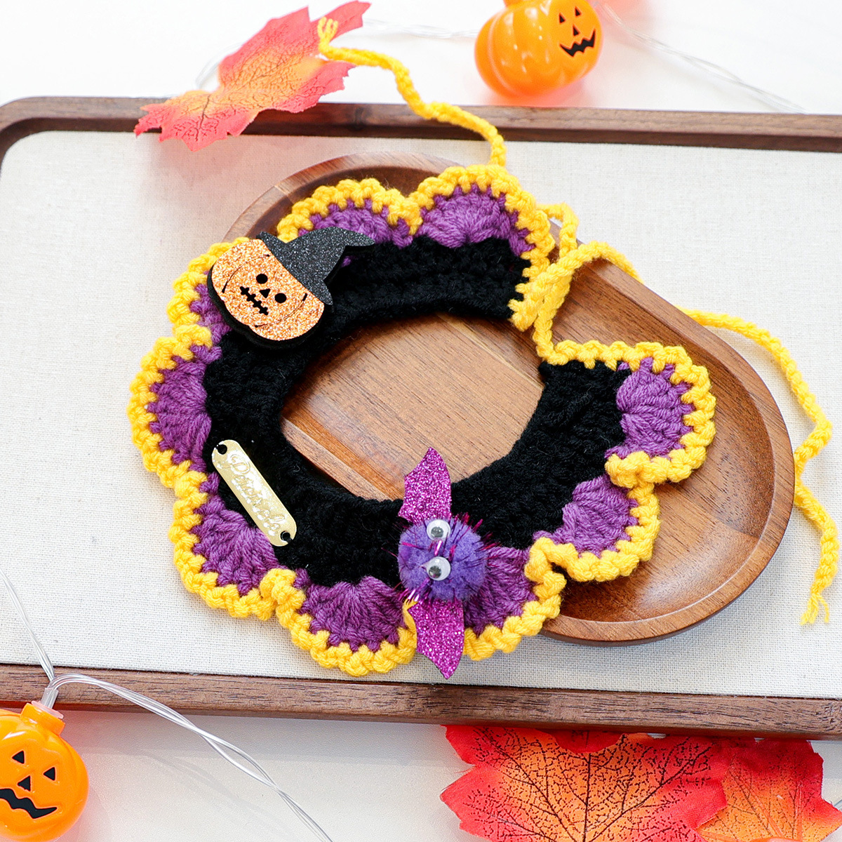 Halloween Pet Cat Dog Scarf Funny Knit Neckwear Pet Bib Cute Collar — image 11