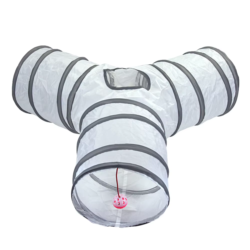 Pet Cat Tunnel Toys Foldable White Pet Cat Kitty Training Interactive Fun Toy For Cats Rabbit Animal Play Tunnel Tube — image 2