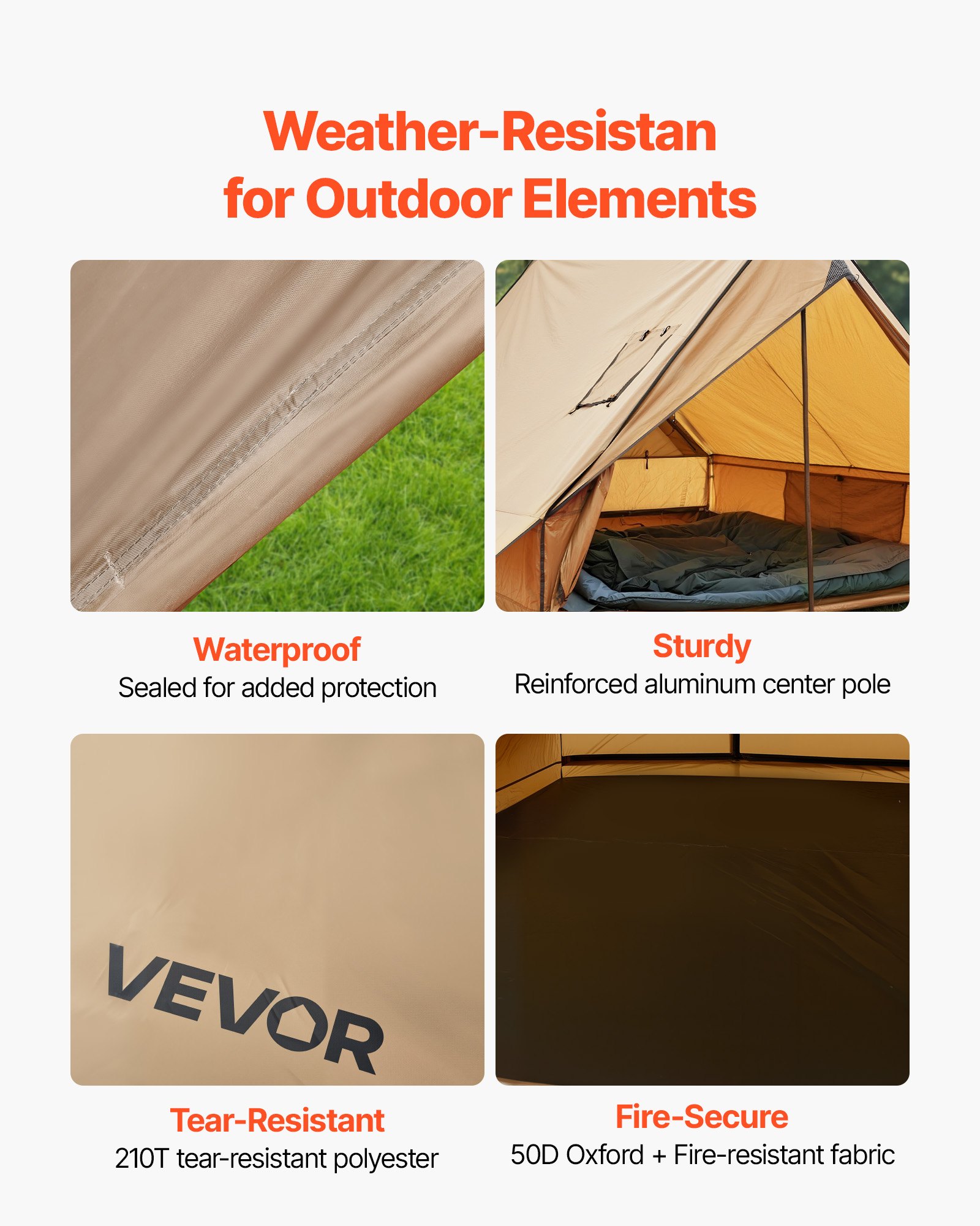 Camping Hot Tent, 2 Persons Cabin Tent With Stove Jack & Poles, Waterproof Winter Tents Shelters With Fireproof Ground Mat, Portable 4 Season Tents For Hiking Fishing Hunting Backpacking — image 5