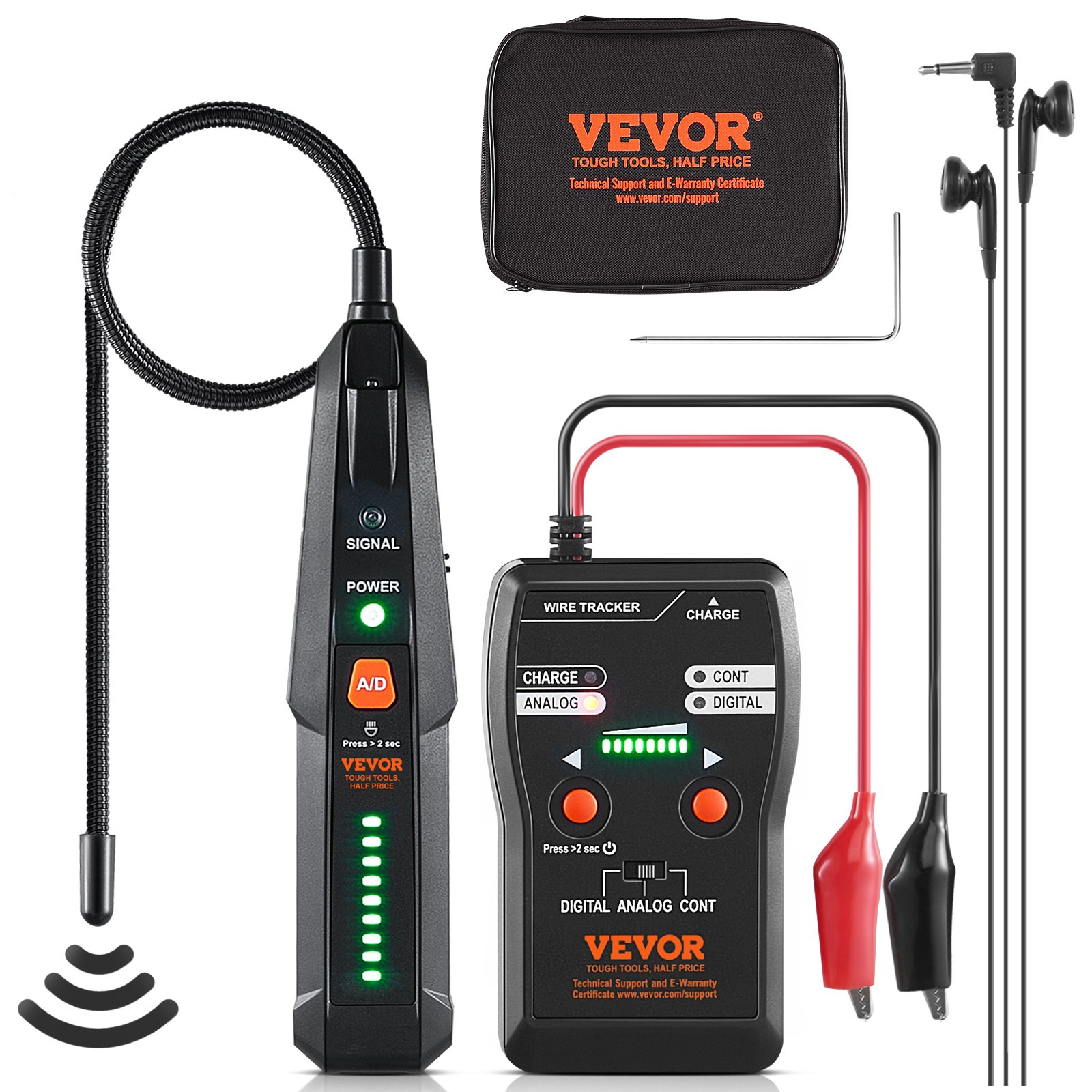 Localizador de Cables Subterráneos, 6,5 m Profundidad Máxima de Detección, Tracer de Cable Detector de Roturas con Auricular, 3280 m Longitud Máxima de Detección Tester de Cable para Perímetros de Mascotas, Riego y Valvulas Enterradas — imagen 1