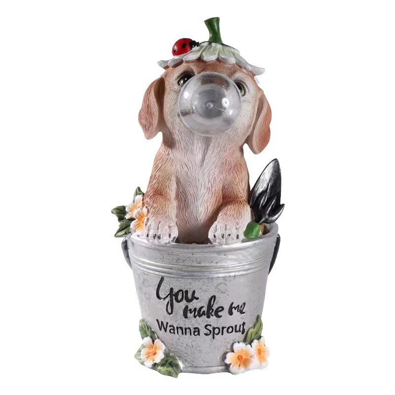 Estatua de burbuja para perros solar con energía renovable, decoración exterior de resina — imagen 1
