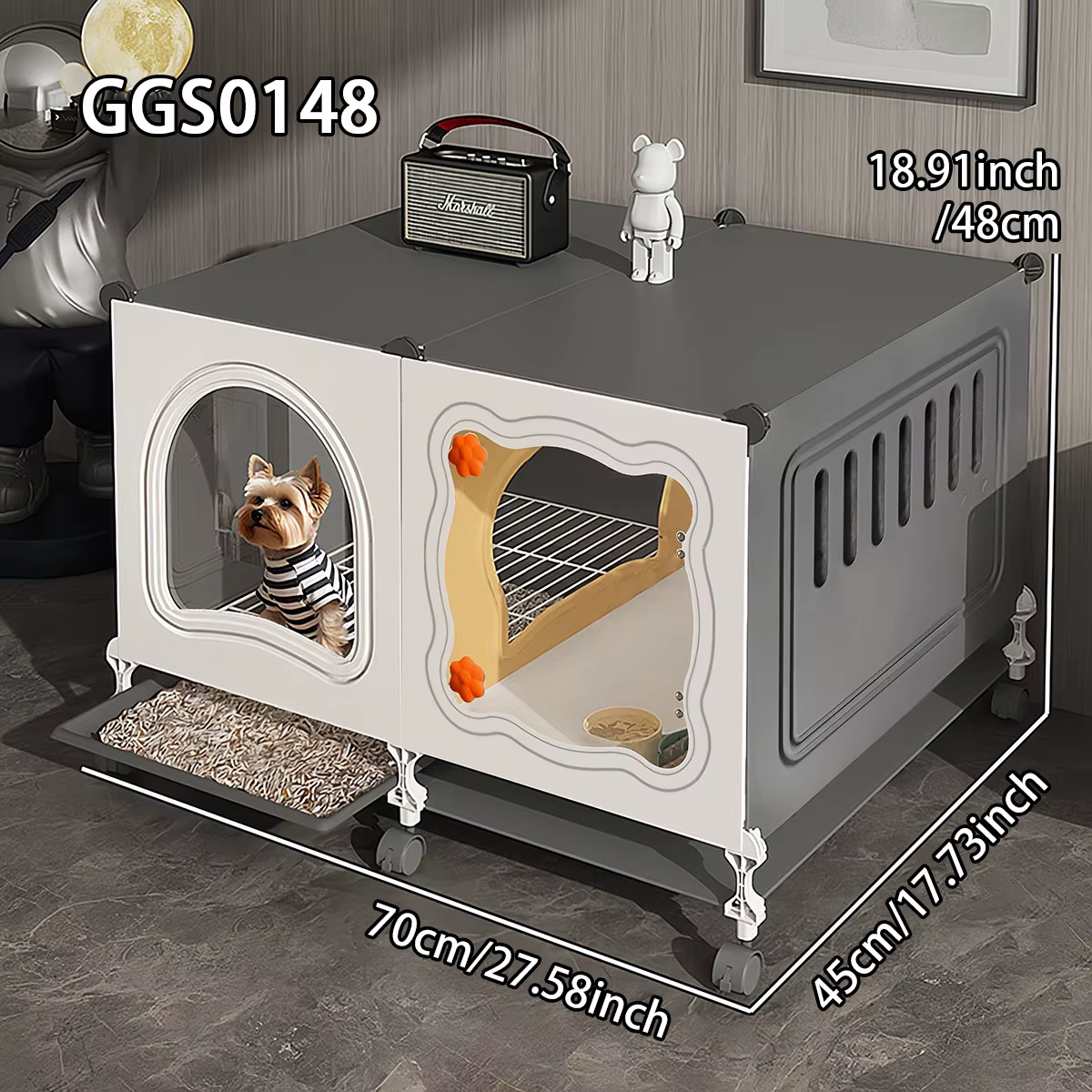 Puppy House with Toilet, Large Indoor Space for Home Use, Rabbit Villa, Kitten Cage, Rabbit Cage with Tray — image 2