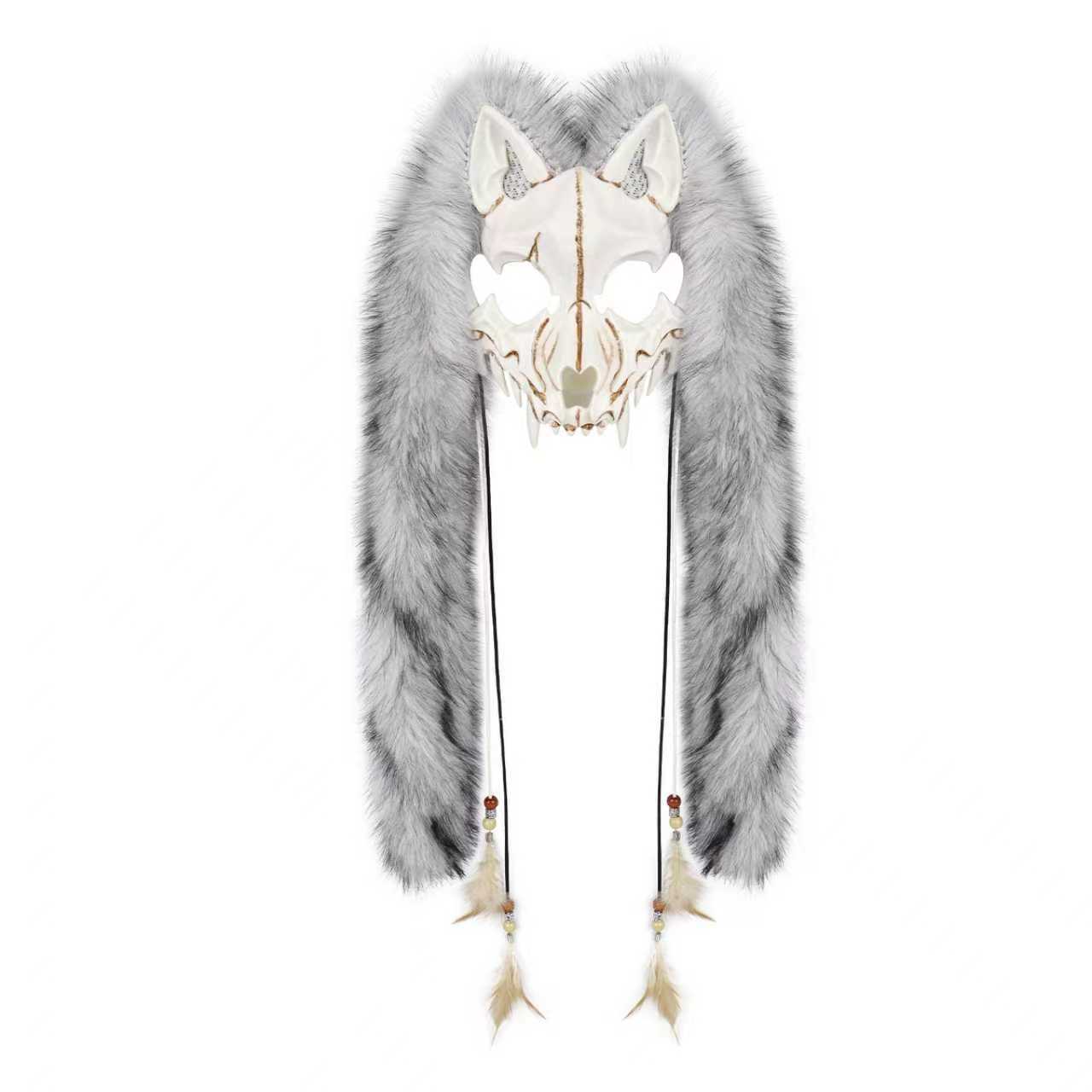 Halloween Carnival Fashion Animal Mask Viking Fox Mask with Faux Fur Headwear COS Werewolf — image 10
