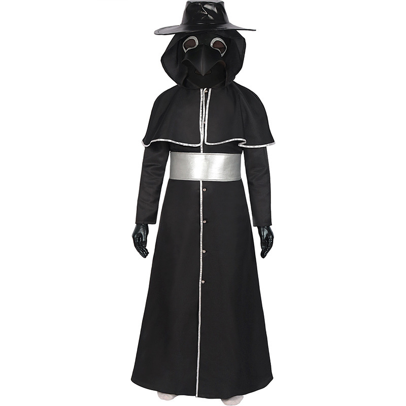 Festive Adult Medieval Steampunk Crow Dark Style Costume with Long Beak Mask Halloween — image 6