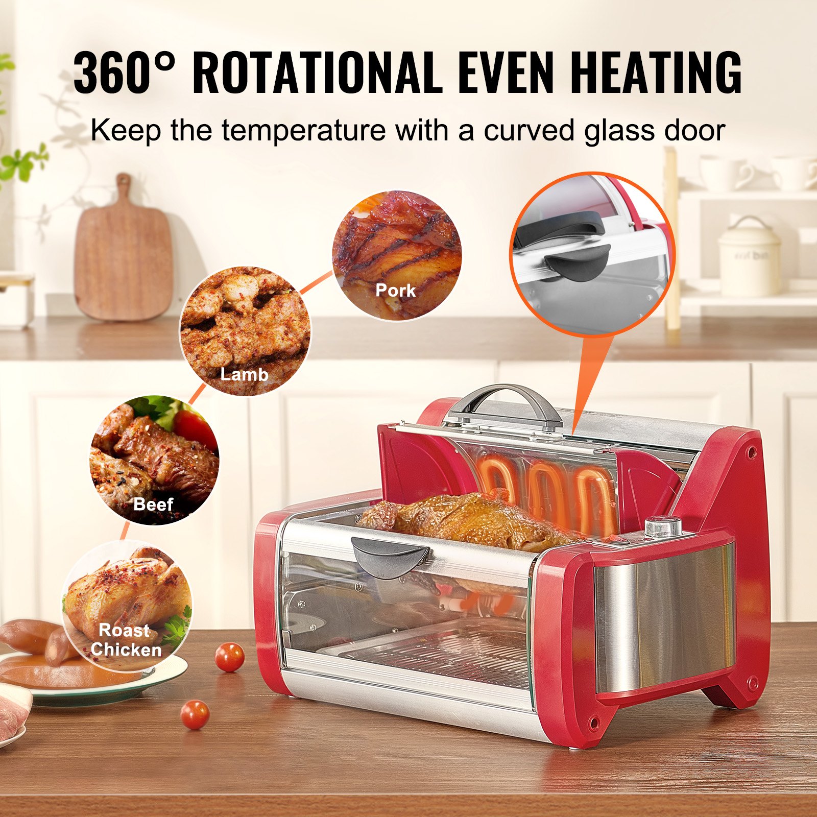 Shawarma Grill Machine, Chicken Shawarma Cooker Machine Countertop, Electric Stainless Steel Broiler Gyro Rotisserie Oven Doner Kebab Machine, For Home Restaurant Kitchen Parties — image 2