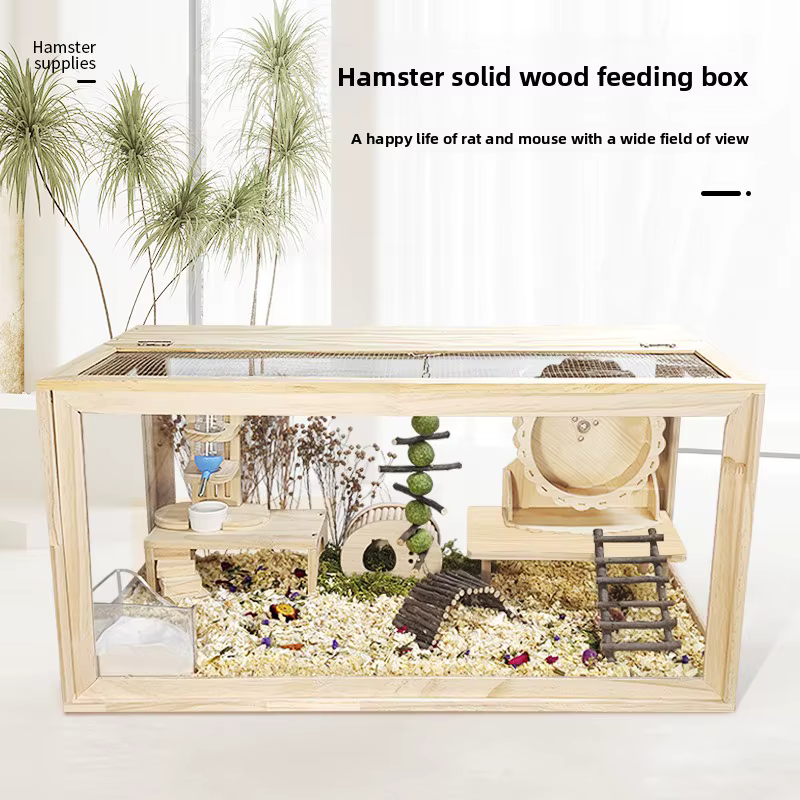 Caja de Jaula de Madera Ecológico para Hámsters con Área de Respiración, Adecuada para Hámsters Dorados, Erizos, Loros y Otros Pequeños Animales Domésticos — imagen 2
