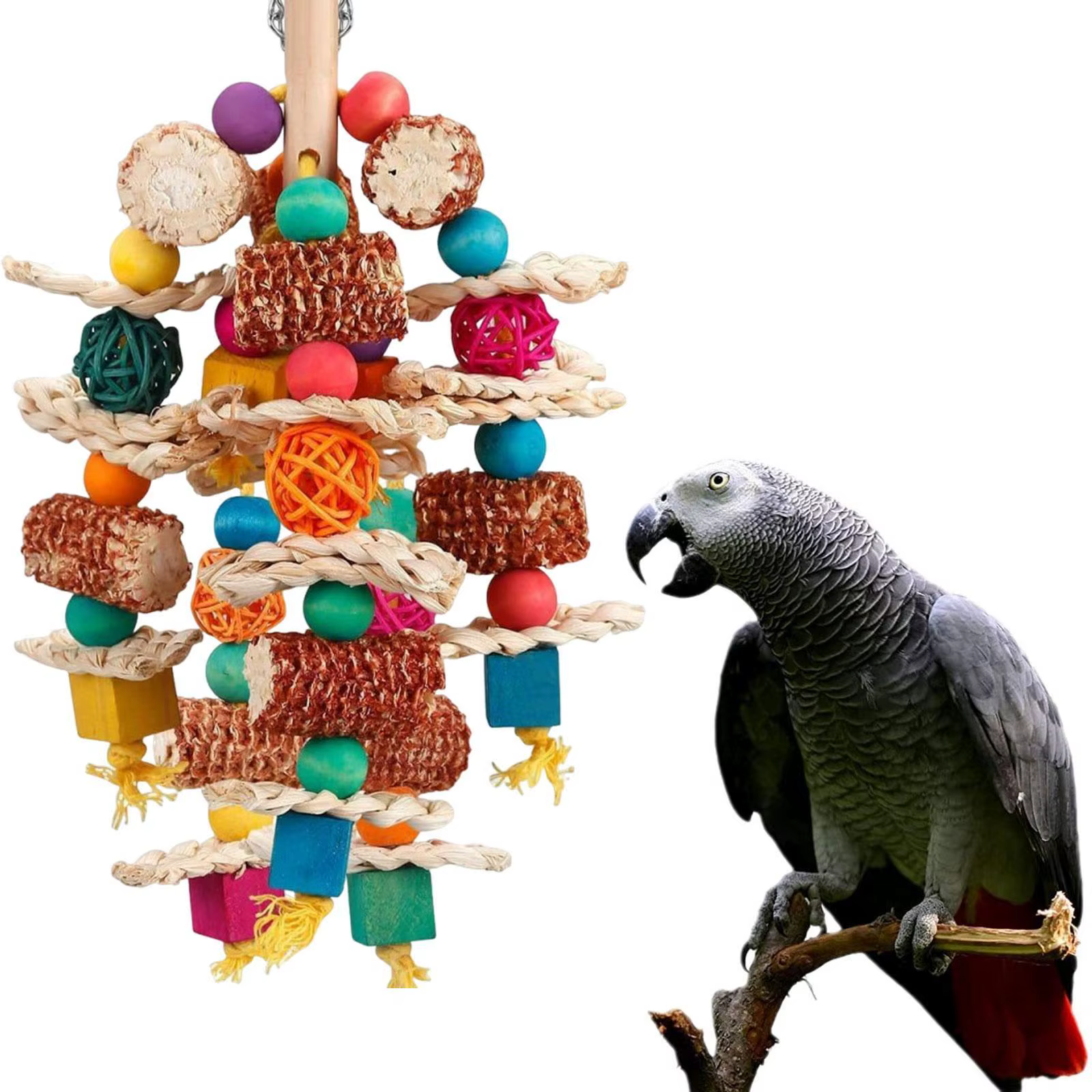 Parrot Chewing Toy, Pet Supplies Creative Exercising Multi Color Bird Toy Bird Cage Accessories for Porch Household Conures — image 3