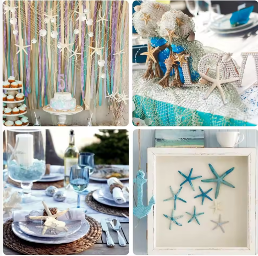 15 piezas de árboles navideños colgantes de estrellas de mar de 2.3-4.3 pulgadas decoraciones con conchas para manualidades — imagen 6