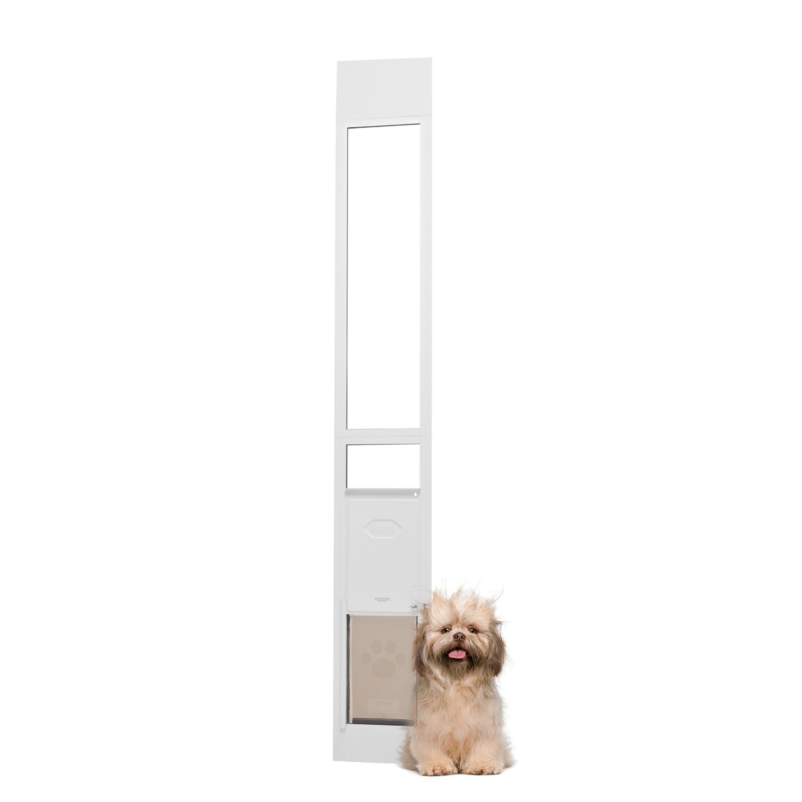 Puerta para Perros de Puertas de Vidrio Sliding con Ajuste de Altura 75 7/8"-80 11/16", Puerta para Mascotas con Estructura de Bisagra y Cerradura para Pequeños Perros — imagen 1