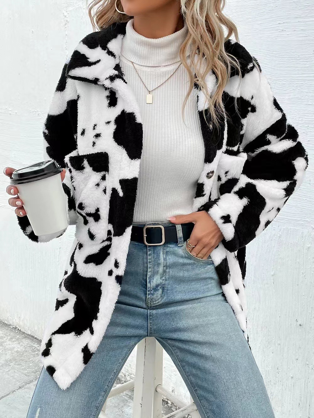 Double-sided Plush Cow Pocket Top Jacket — image 2