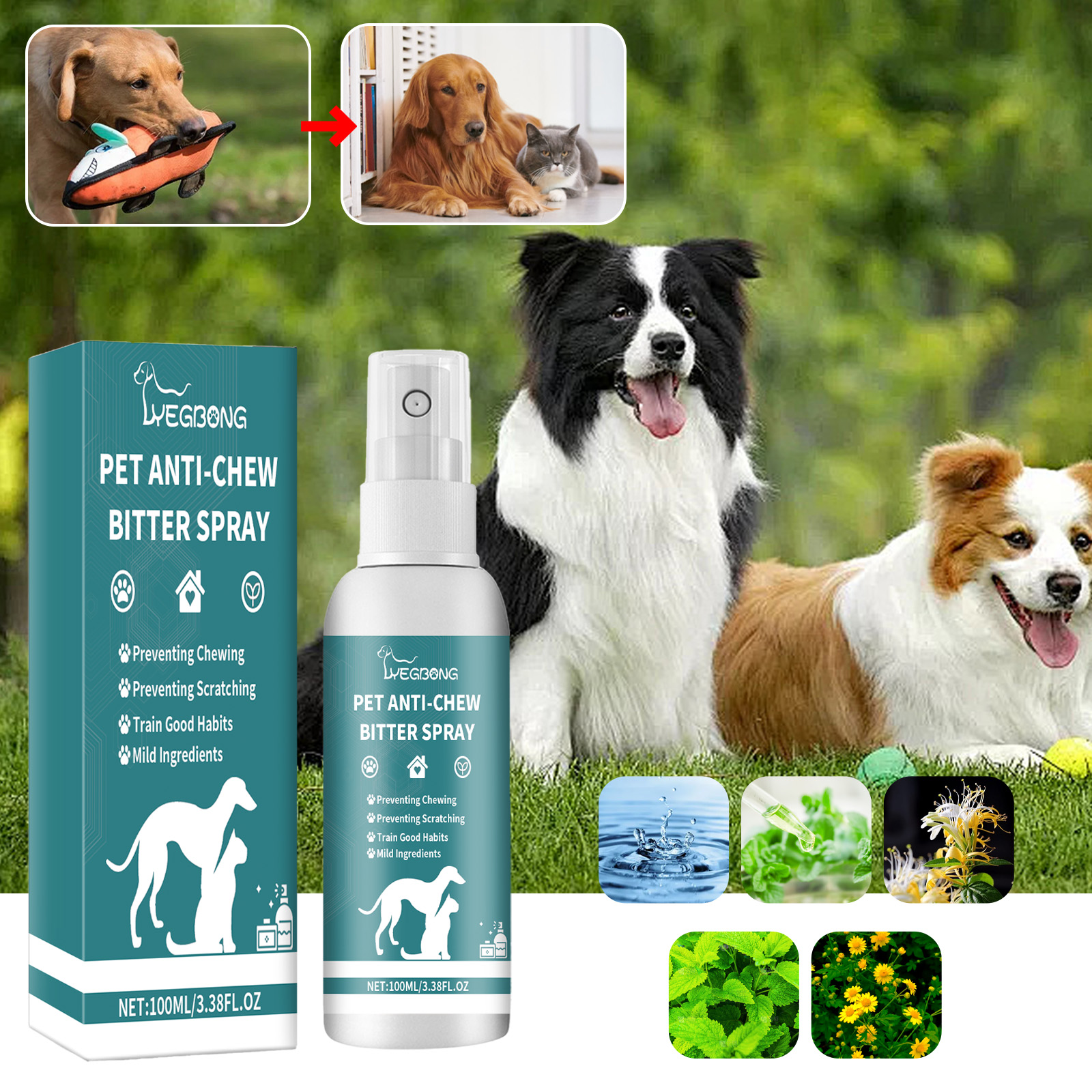 Corrective Chewing Spray For Pets, Anti-Cat/Dog Scratching Sofa Chewing Pet Behavior Modification Spray — image 4