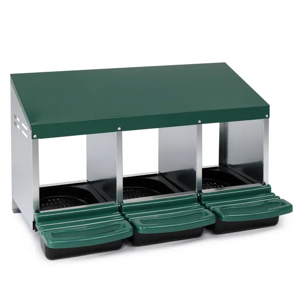 3 Compartment Roll Out Chicken Nesting Box With Plastic Basket, Egg Nest Box Chicken Laying Box Hens Chicken Coop Box, Green — imagen 1