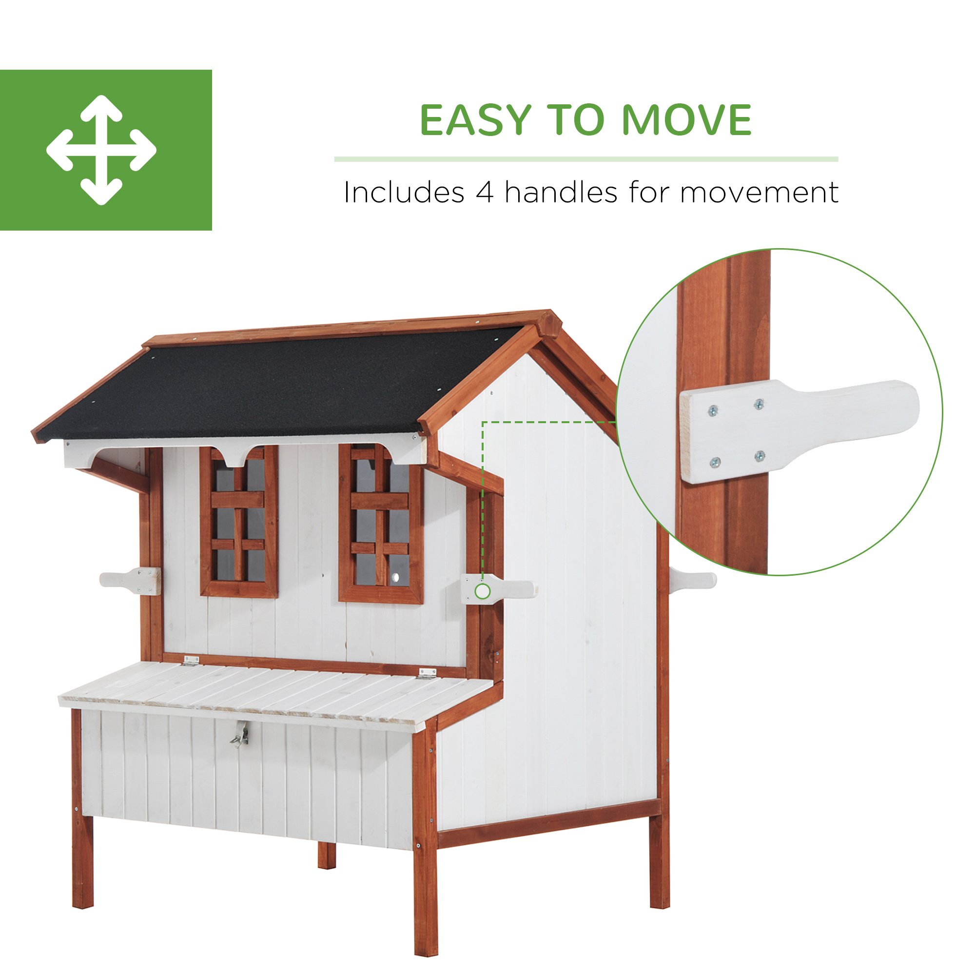 Cooper de Pollos Portátil para 3-5 Gallinas, Caja de Huevo con Techo Impermeable y Manijas para Jardín — imagen 2