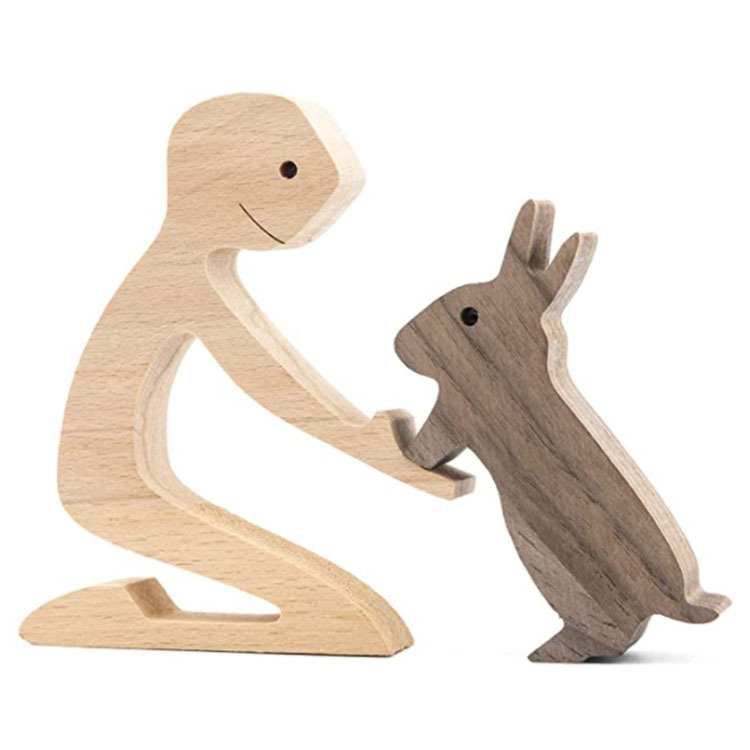 Escultura de Madera para Decoración de Hogar con Perro y Dueño - Regalo de Navidad para Amantes de los Animales — imagen 35