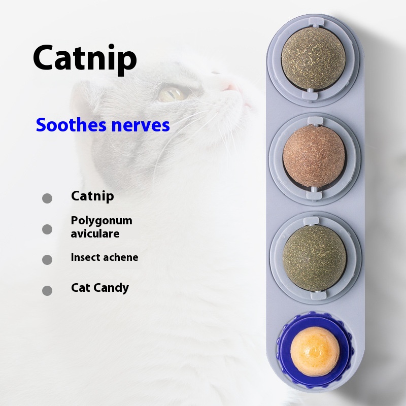 Bola Giratoria de Hierba Gatera y Vid de Plata 4 en 1, Limpieza Dental, Prevención de Acné, Salud Digestiva, Juguete Adhesivo para Pared, Material Comestible y Seguro — imagen 9