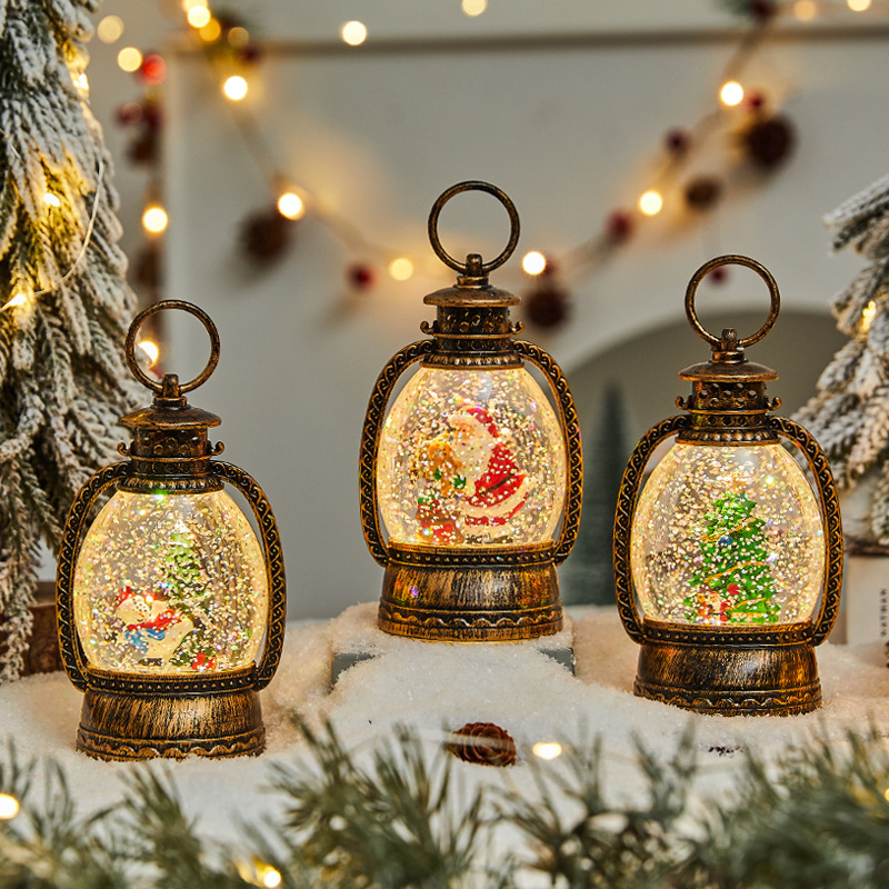 Árbol de Decoración Navideña, Orbe de Caballo Dorado Lleno de Agua con Iluminación que Se Mueve — imagen 4