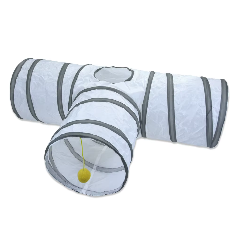 Pet Cat Tunnel Toys Foldable White Pet Cat Kitty Training Interactive Fun Toy For Cats Rabbit Animal Play Tunnel Tube — image 5