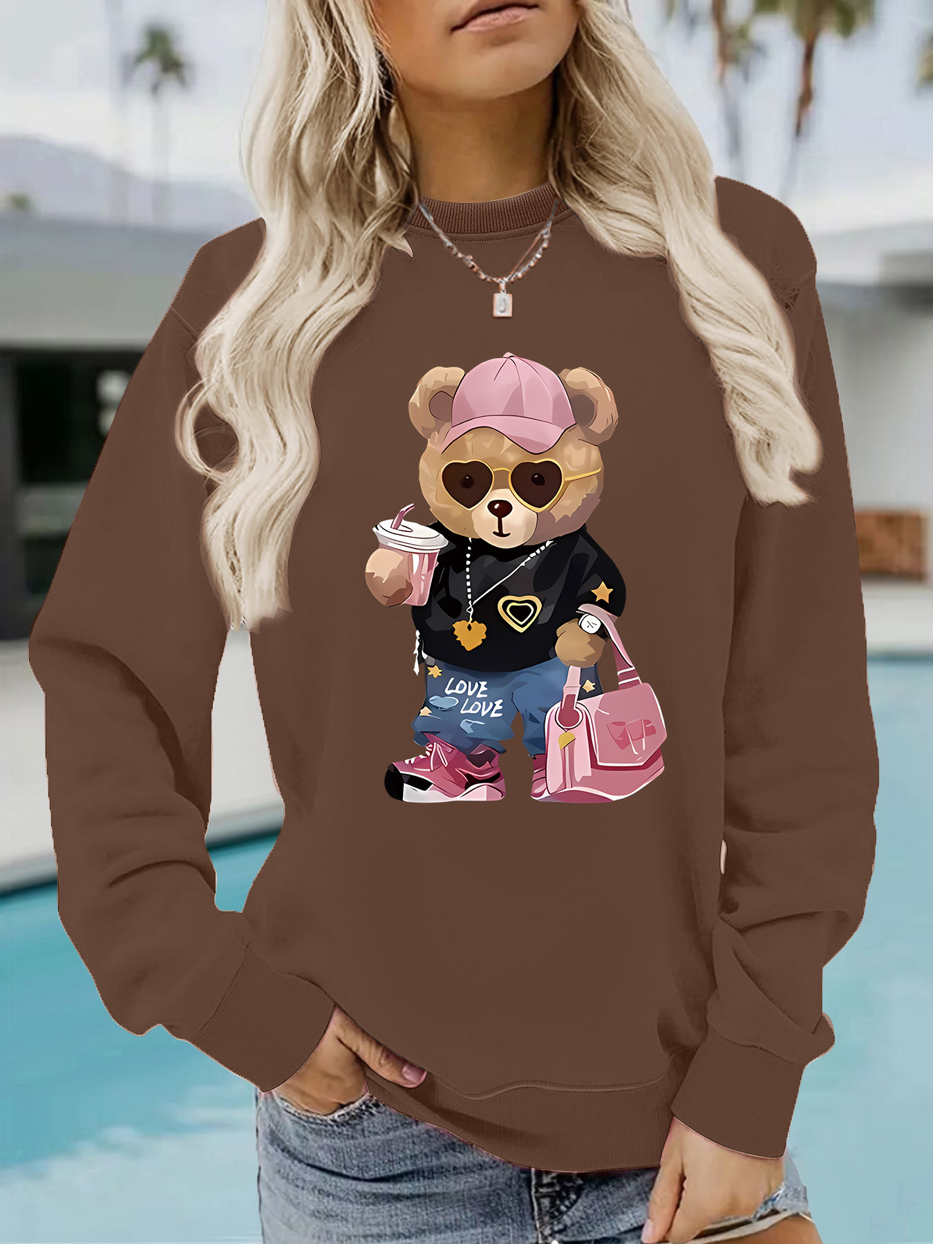 Teddy bear printed loose hoodie — image 13
