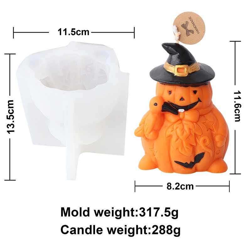New Halloween Pumpkin Ghost Silicone Candle Mold Frog Owl Fox Pumpkin Animal Scented Plaster Resin — image 9