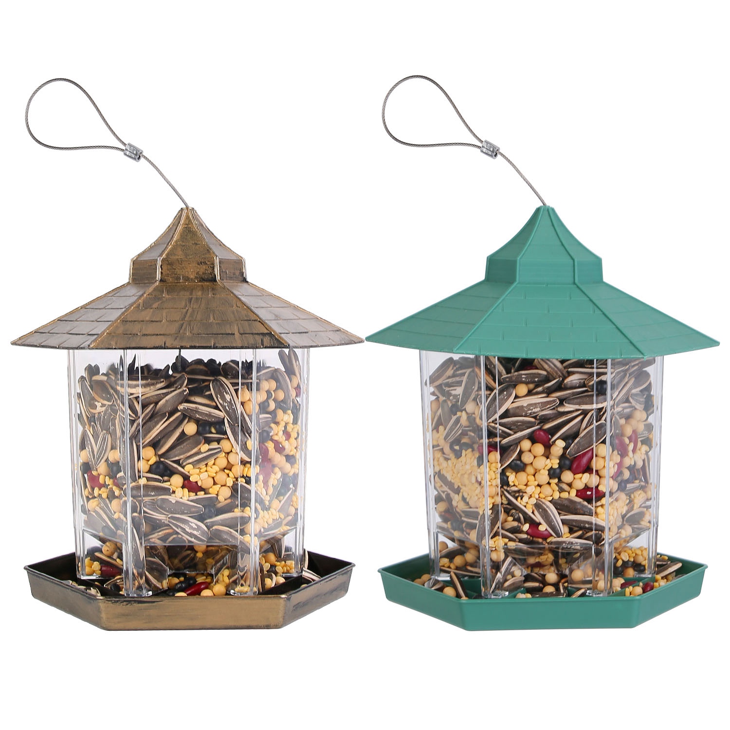 Gazebo para pájaros suspendido con capacidad de alimento amplia, 6 entradas para alimentar y fácil relleno — imagen 1