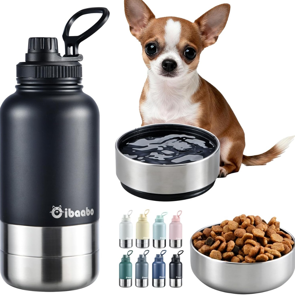 Insulated Dog Water Bottle With 2 Bowls, Portable Pet Hydration For Travel — image 1