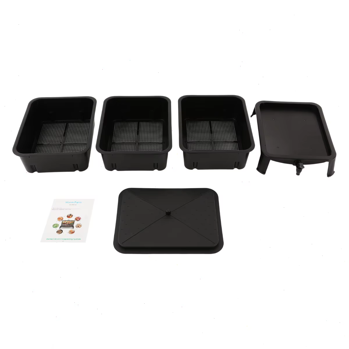Composting Bin Outdoor, 3-Tier Worm Farm Vermicomposting Box, 30L Large Stackable Black, Food Waste Recycle, Liquid Fertilizer Tap, For Garden Balcony Patio, Safe PP Material, Easy Maintenance, Odorless Design — image 6
