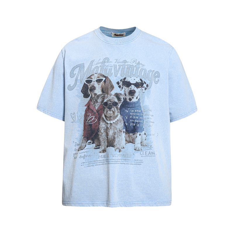 Cartoon sunglasses puppy print short sleeved T-shirt — image 6