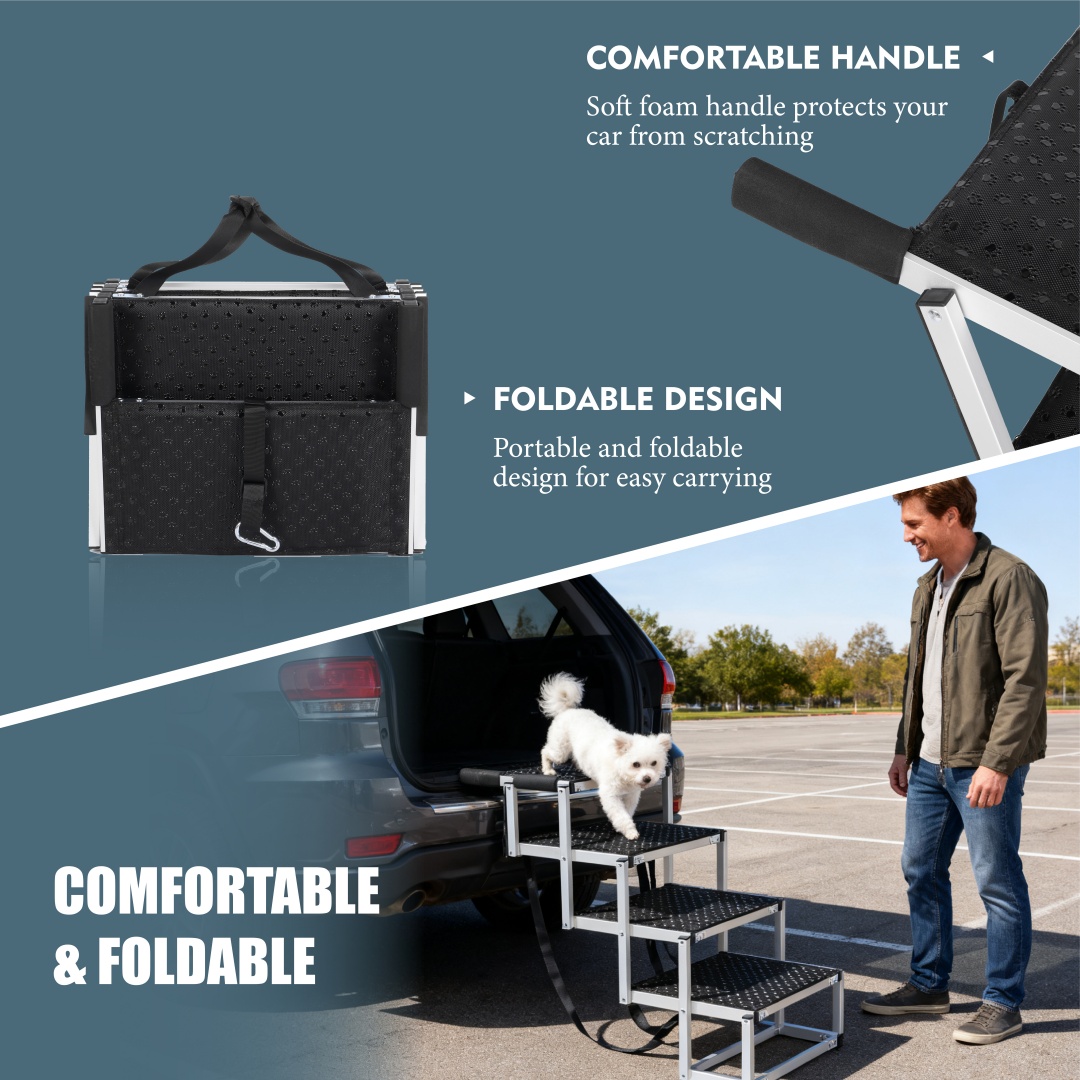 Foldable Dog Ramp For Cars, SUVs, Trucks, Portable Pet Dog Stairs For Large Dogs With Non-Slip Surface Reinforced Design, Lightweight Yet Sturdy Supports Up To 250lbs — imagen 11
