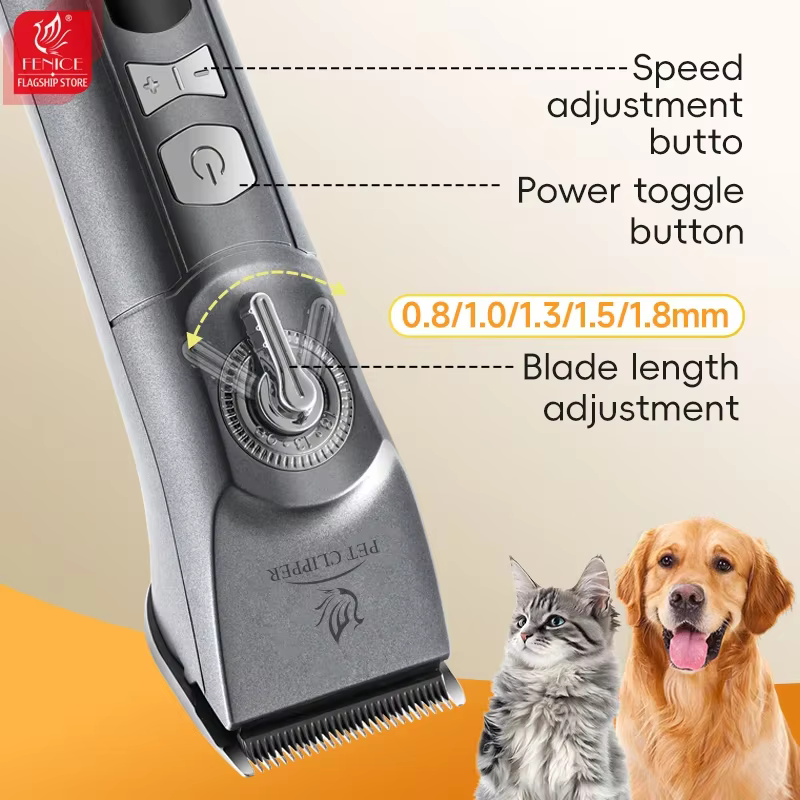 Fenice H100 Cordless Rechargeable Low Noise Pet Hair Clipper Machine Dogs And Cats Grooming Haircut Trimmer Shavers for Animals — image 5