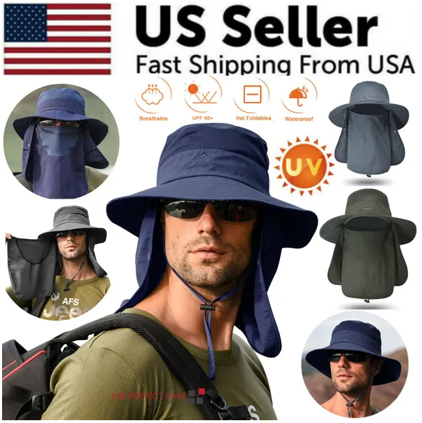 Sombrero de Alas Anchas Protección UV para Caminar, Acampar, Pescar, Safari Hombre Unisex — imagen 1