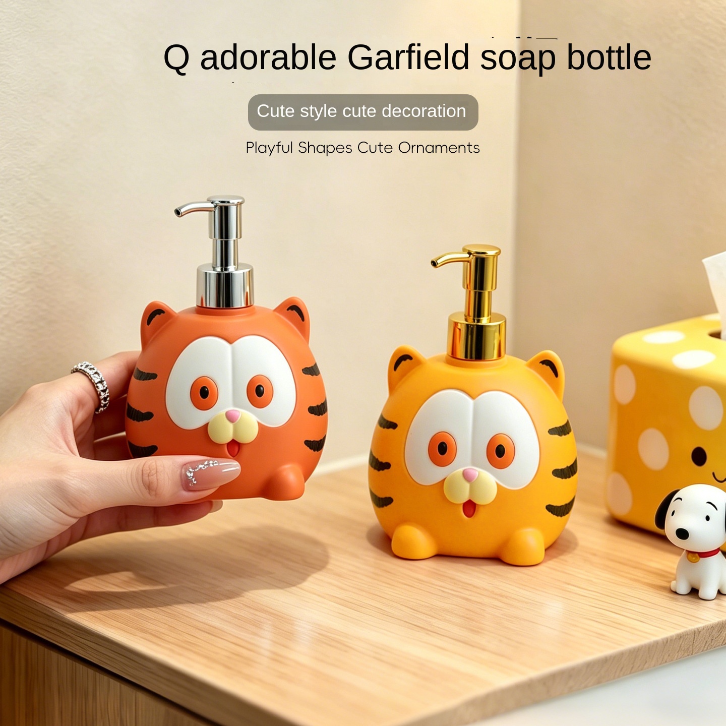 Cute Garfield Cat Pump Bottle for Liquid Soap, Hand Soap Dispenser, Bathroom & amp; Kitchen Cleaner Refill Bottle — image 3