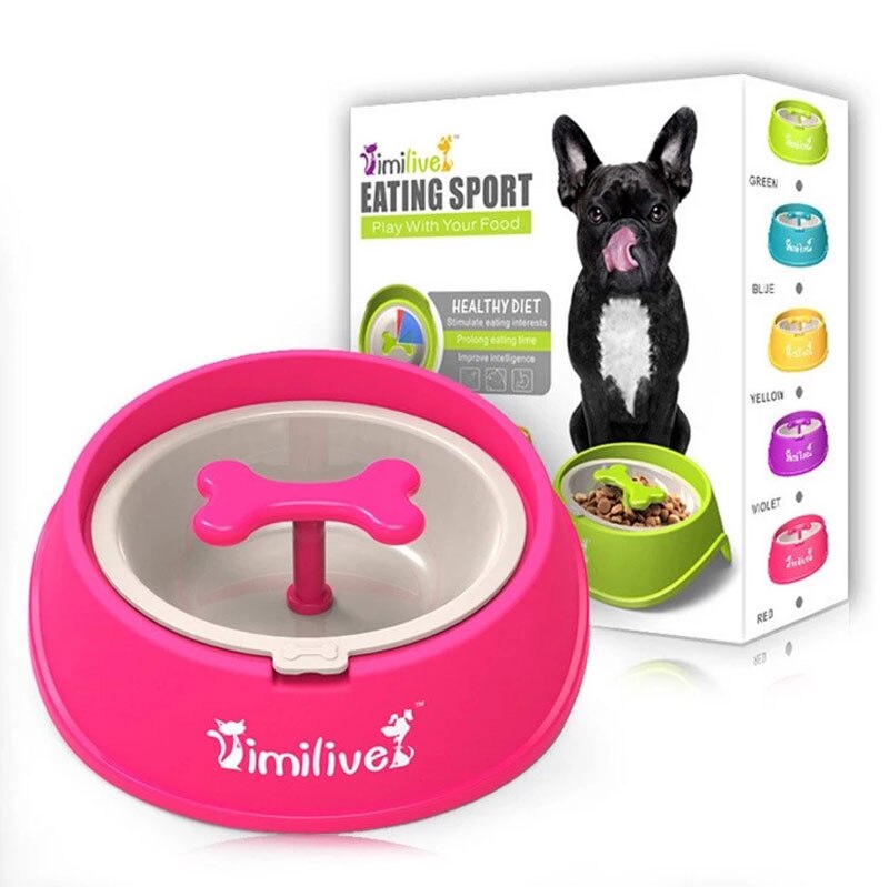 Rotary Anti Choke Pet Feeder dog Slow Eating Drink Bowl Bone Shaped Prevent Gluttony Obesity Anti-skid Pet Supply sport dish — image 9