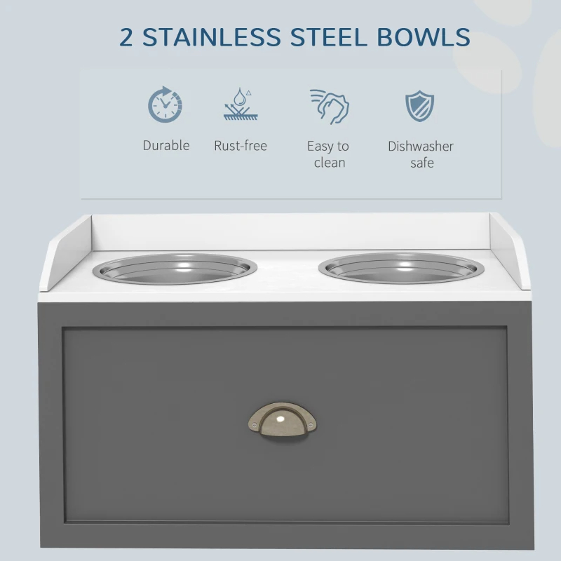 Pet Feeding Station Pet Dish Bowl Set With Storage, 2 Elevated Dog Bowls For Large Sized Dogs, Gray — image 7