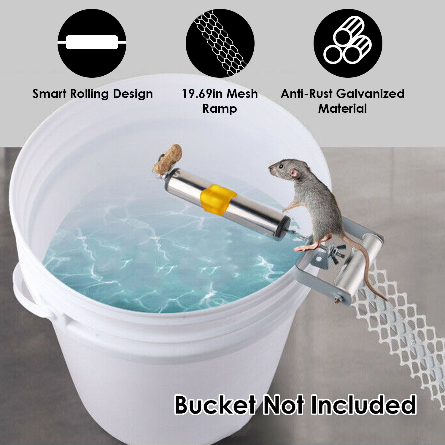 Rolling Mouse Trap With 19.69in Mesh Ramp, Humane Galvanized Metal Rat Trap, Reusable Catch Multiple Mice, Easy To Clean For Home Garage Warehouse Basement — image 1